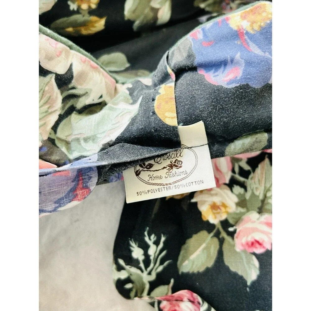 Vtg Croscill Francesca Queen Bedding Set Comforter Sheets Shams Skirt Black Rose